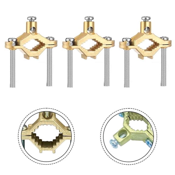 3PCS Copper Alloy Ground Clamp Set for Water Pipe or Steel Bonding, Fits 1/2-1 Inch Conduit, Supports #10-#2 Wire, Includes Screws for Secure Electrical Grounding Connection