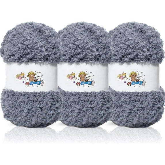 3PCS Coral Velvet Yarn Chenille Yarn for Crocheting,Fluffy Yarn for Knitting and Croche DIY Craft,Warm Yarn for Bag Hat Scaf Clothe Gloves Doll