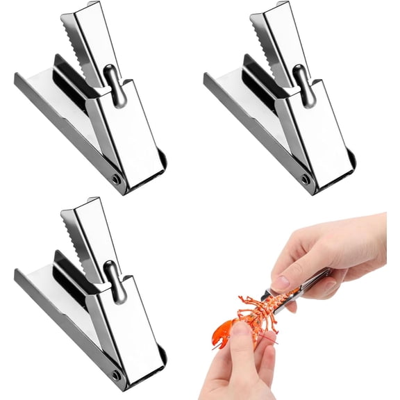 3PCS Crawfish Peeler Tool Stainless Steel, Effortless Shrimp Shucker Shelling Device Cracker Metal Crayfish Opener Gadget for Kitchen Restaurants Seafood Lovers