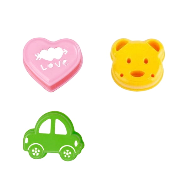 3PCS Creative Sandwich Cutter Set for Kids Cartoon DIY Bread Mold Animal Shapes Food Grade Plastic for Lunch Bento Snacks