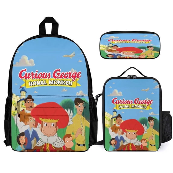 3PCS Curi0us Monkey Georgi Backpack Set with Pocket Laptop Bag with ...