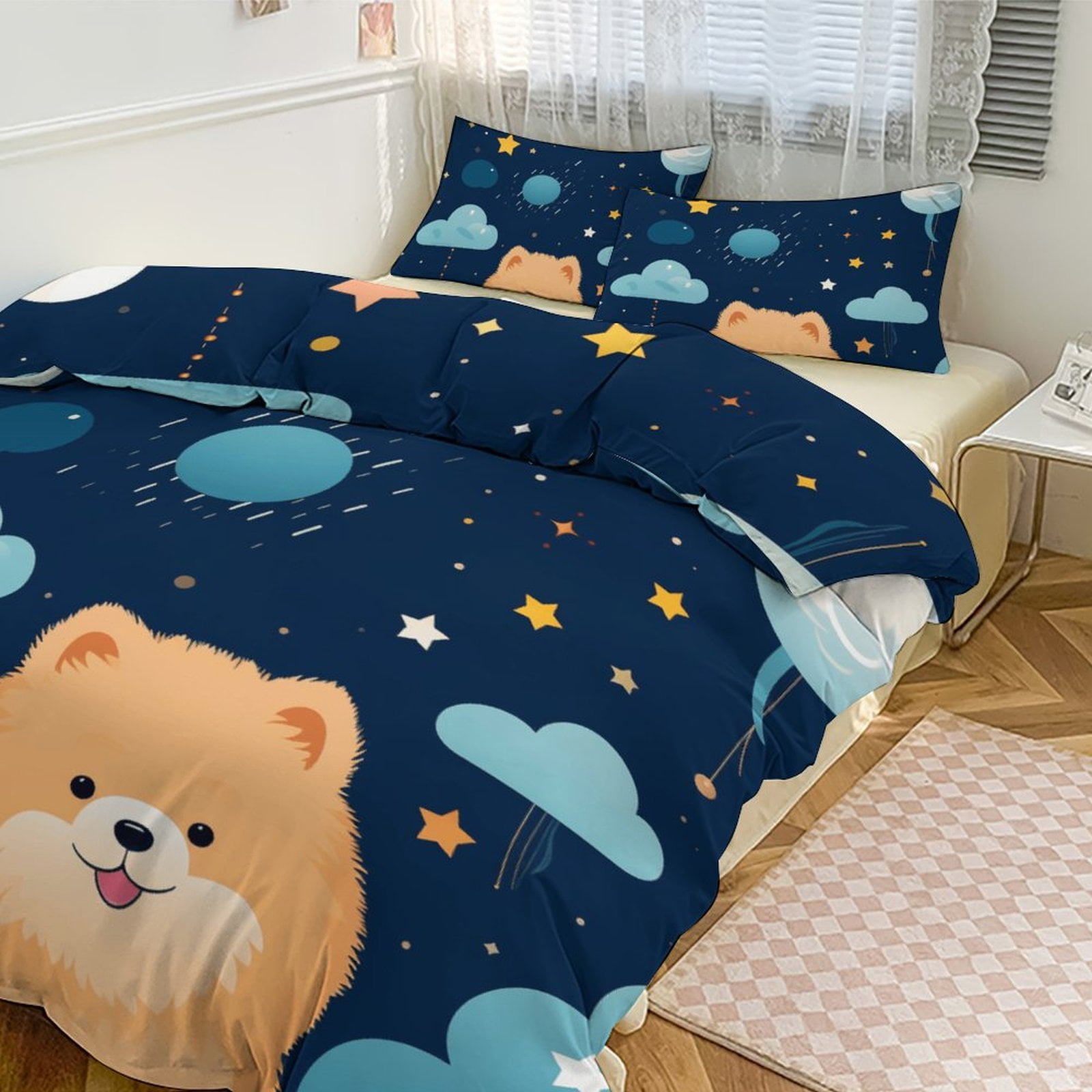 3PCS Cute Puppy Duvet Cover Set Twin, 1 Duvet Cover And 2 Pillowcase