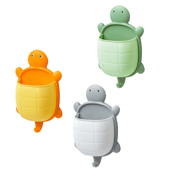 3PCS Cute Turtle Design Storage Rack Toothbrush Holder Cartoon Bathroom Organizer