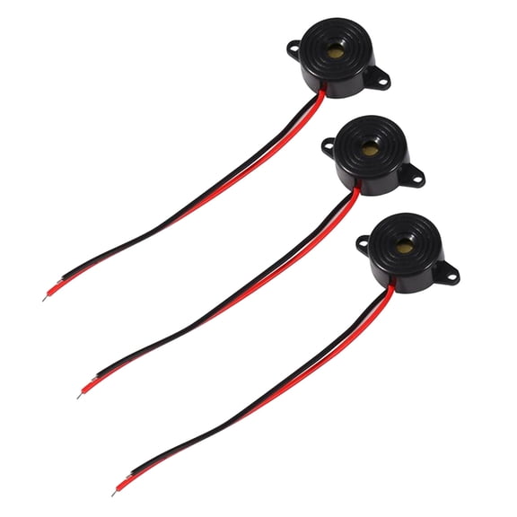 3PCS DC 3-24V 85DB Small Enclosed Piezo Electronic Buzzer Alarm with Wires (Black)