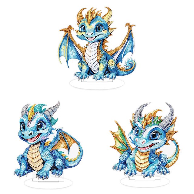 3PCS DIY Dot Diamond Ornaments Diamond Art Painting Pterosaur Creative