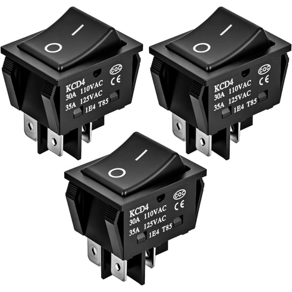 3PCS DPST Rocker Switches 12V 30A/110V 35A/125VAC 4 Pin 2 Position Switch ON Off Toggle Switch KCD4 for Car Automotive Truck Boat Marine Off-Road Vehicle