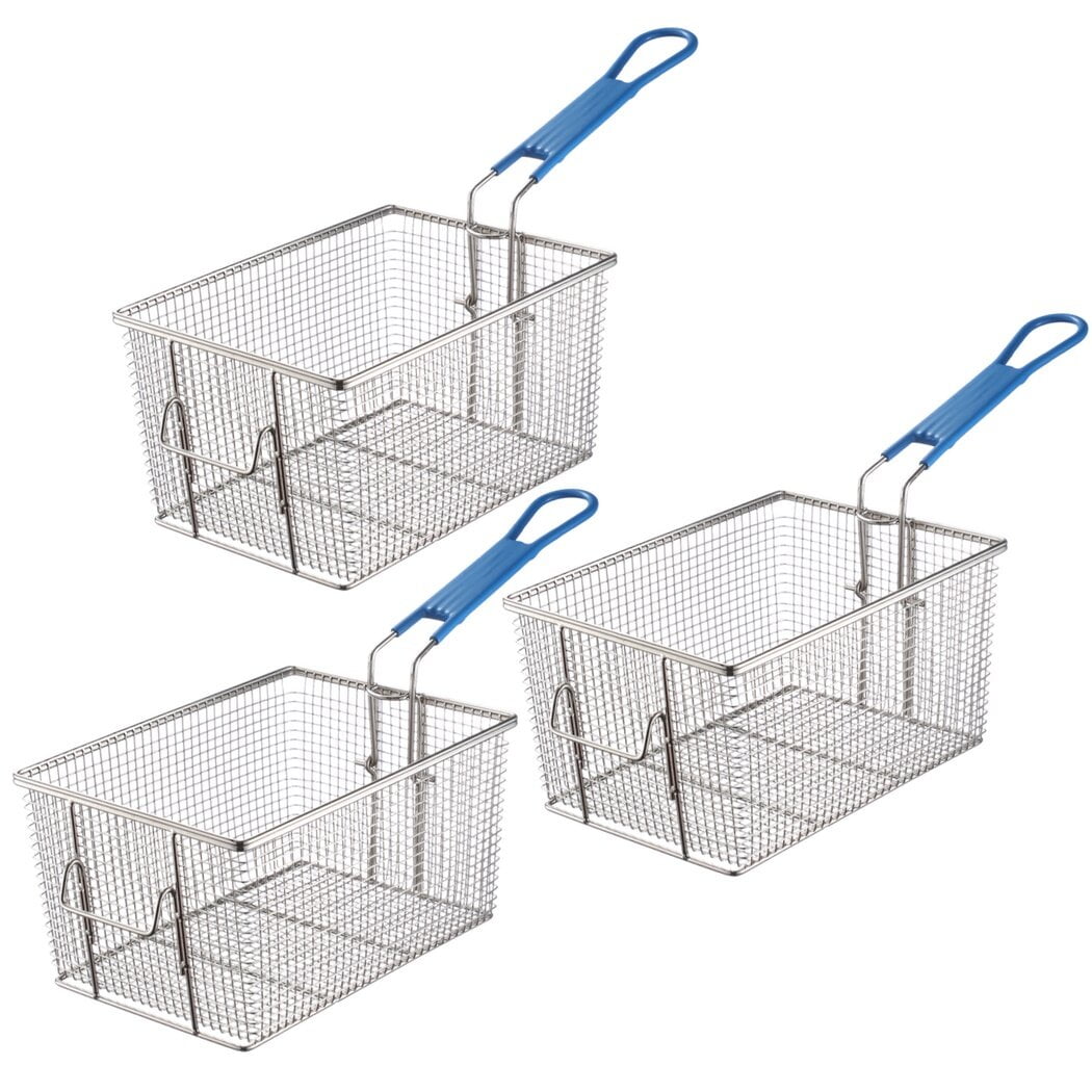 3PCS Deep Fryer Baskets, Stainless Steel Fry Baskets with NonSlip