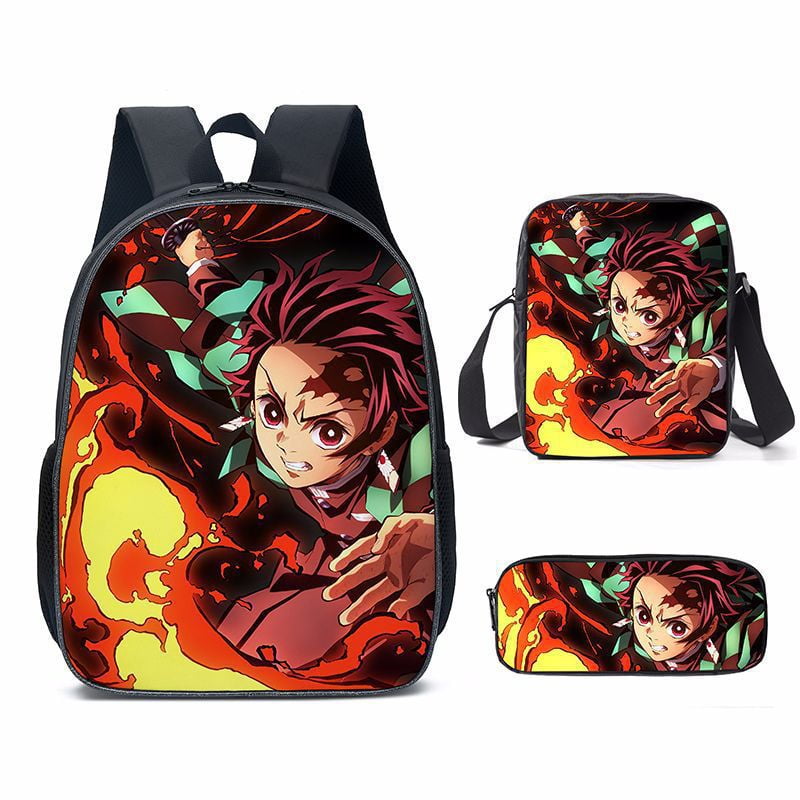 3PCS Demon Slayer Patterns Backpack Demon Slayer Tanjiro Checkered ...