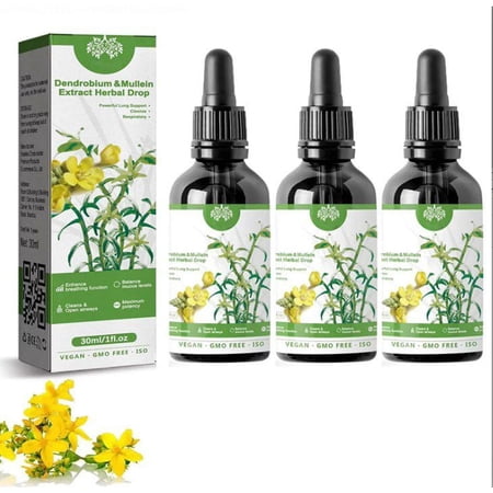 3PCS Dendrobium & Mullein Extract - Powerful Lung Support & Respiratory Cleanse Drops & In Made Herbal