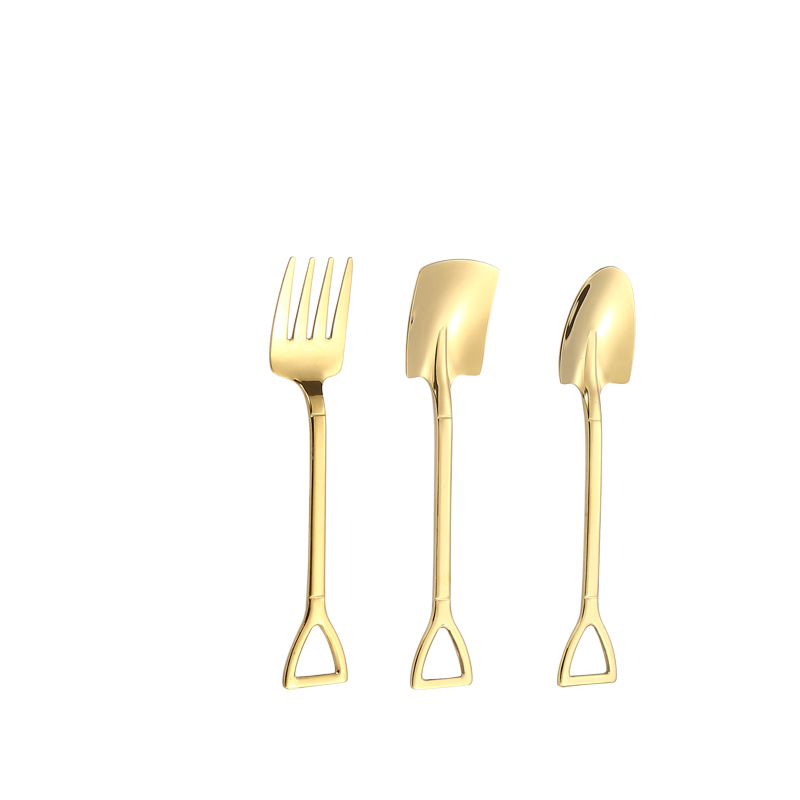 3-Piece Mini Shovel Spoon & Fork Set - Stainless Steel Dessert Utensils For Ice Cream, Fruit, Cake - View #9