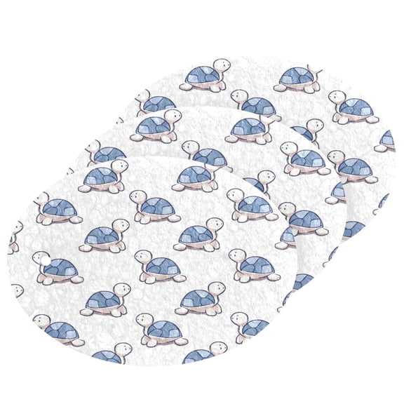 3PCS Dish Cleaning Sponge Scrubs Dish Pad for Wash Dish for Non-Stick & Delicate Cookware Cartoon Turtle Pattern