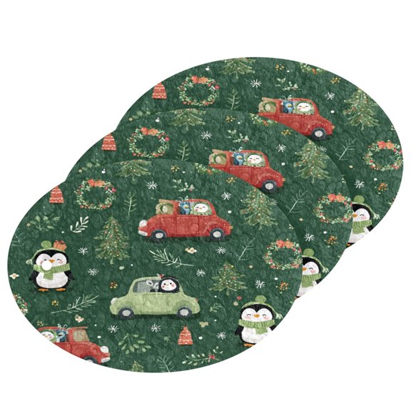 3PCS Dish Cleaning Sponge Scrubs Dish Pad for Wash Dish for Non-Stick & Delicate Cookware Christmas Penguins and Cars Pattern