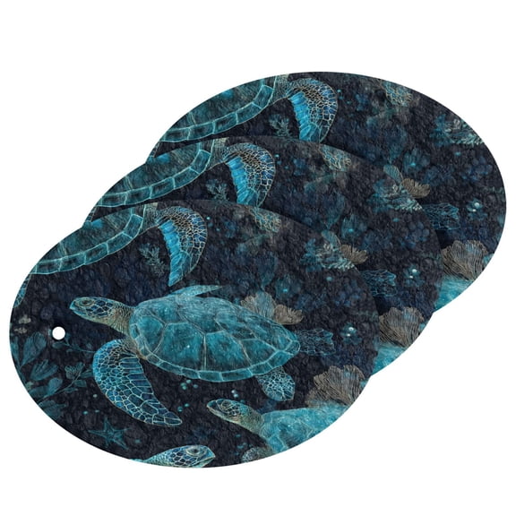 3PCS Dish Cleaning Sponge Scrubs Dish Pad for Wash Dish for Non-Stick & Delicate Cookware Green Sea Turtles Pattern