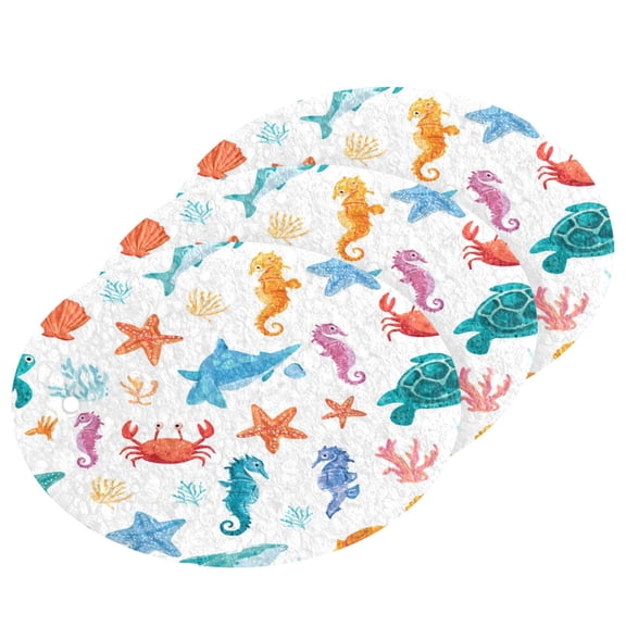 3PCS Dish Cleaning Sponge Scrubs Dish Pad for Wash Dish for Non-Stick & Delicate Cookware Playful Sea Animals Pattern