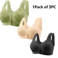 thumbnail image 1 of 3PCS Divhosrg Daisy Bras for Women, Front Closure No Underwire High Support Push Up Bras, Wireless Full Coverage Plus Size Multicolor 40, 1 of 9