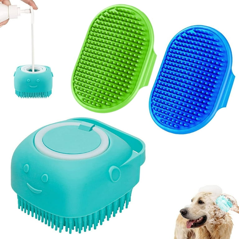 FUYIHGL Dog Cat Bath Shampoo Brush Bubble Brush for Bathing Dogs Dog Soap  Brush with Soap Dispenser Dog Shower Brush Silicone with Loop Handle for