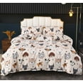 3PCS Dog Print Pattern Duvet Cover Set Queen, Bed in a Bag Duvet Cover
