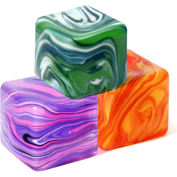 3PCS Doh Nice Fidget Toys Squishy Cube, Swirl Stress Balls for Adults, Swirling Color Blend - Ice Squishy Cube Sugar Balls, Cube Sugar Balls, Sensory Toys, Fidgets for Classroom Prize Toys