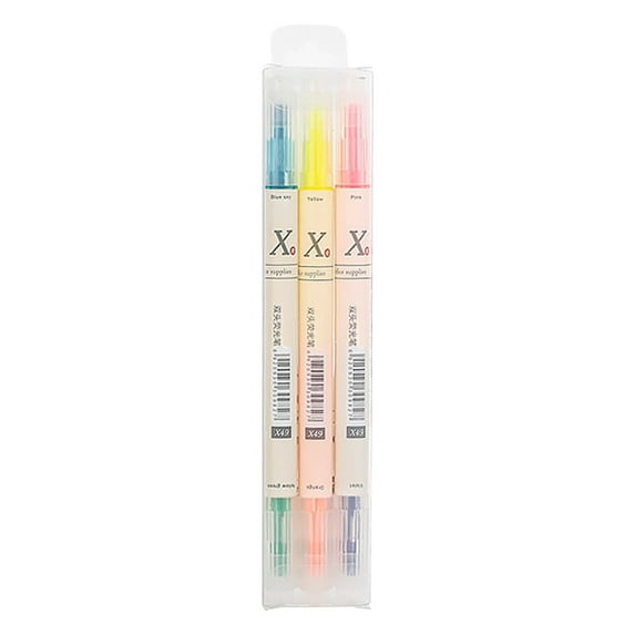 3PCS Double-Headed Highlighters - 6 Colors, Pastel, Smooth Ink, Lightweight, for Notes/Journaling/Office, Adjustable Tip Thickness