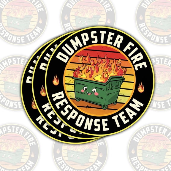 (3PCS) Dumpster Fire Response Team Sticker Funny Quote This is Fine Vinyl Decal, Waterproof for Laptop, Water Bottle, Car, Hard Hat, Phone and More - 3 Inch