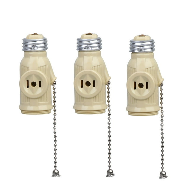3PCS E26 Lamp Bases Adapter Bakelite Bulb Light Holder Two Outlet Screw