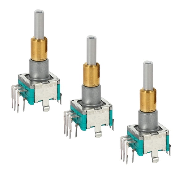 3PCS EC11EBB24C03 Dual Encoder with Switch 30 Positioning Number 15 Pulse Point Handle 25mm,3 x Dual Axis Encoder,Photo Color