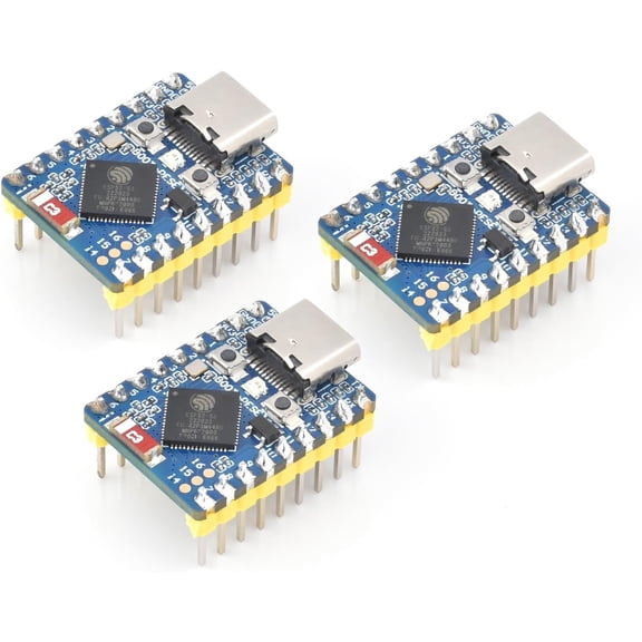 3PCS ESP32-C3 Mini Development Board, Based On ESP32-C3FN4 Single-Core Processor, 160MHz Running Frequency, 2.4GHz Wi-Fi & BLE 5 with Pre-soldered Header