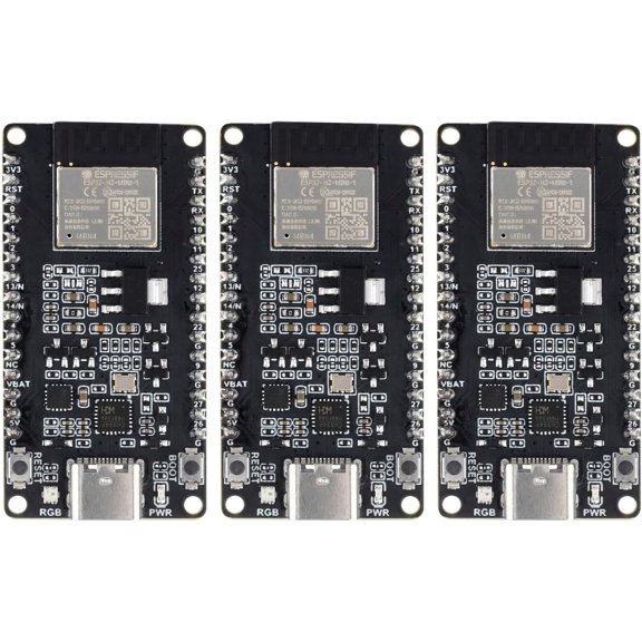 3PCS ESP32-H2 Microcontroller, 96MHz Processor, ESP32-H2-MINI-1-N4 Module, Built in 4MB Flash, Supports BLE/Zigbee/Thread Wireless Communication with Pre-soldered Header