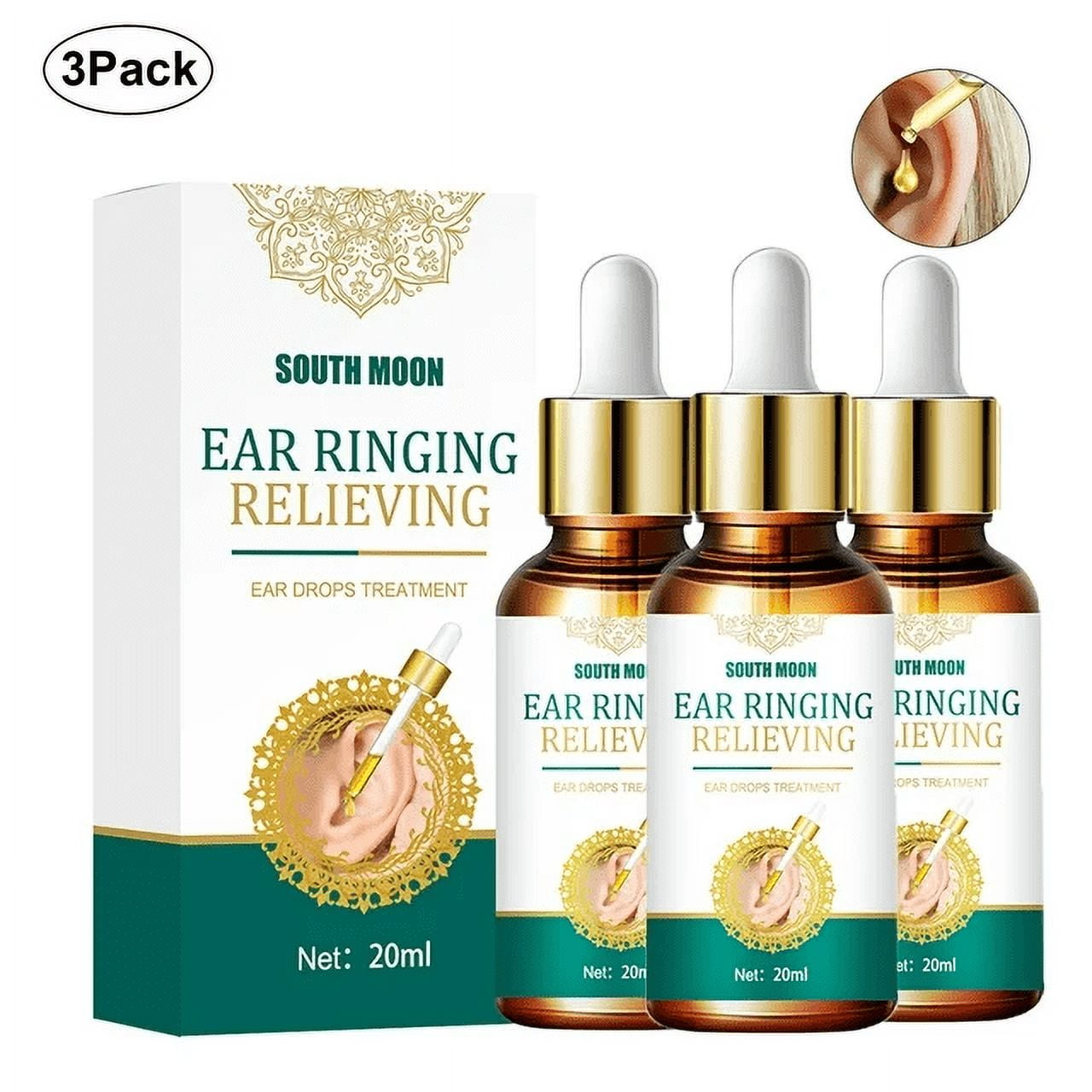 3PCS Ear Drops for Ear Infection Organic Ear Drops for Adult, Kids, Baby, Dog & Pets for Ear