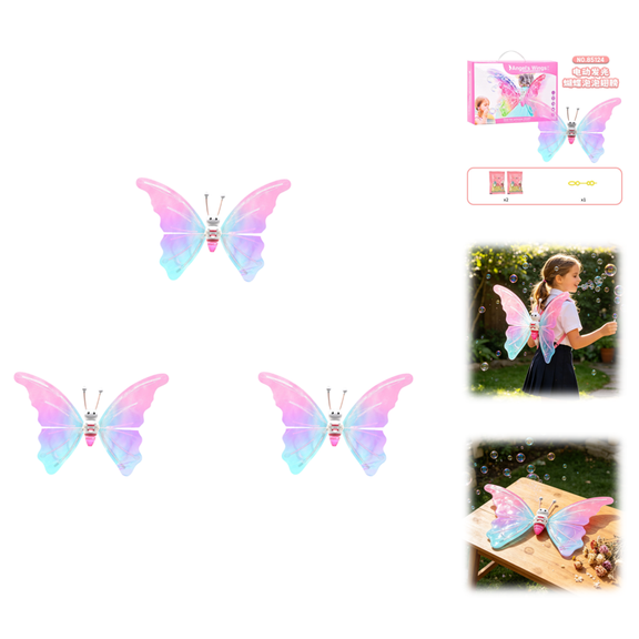3PCS Electric Backpack Butterfly Bubble Machine, Cute Cartoon Butterfly Bubble Maker for Parties