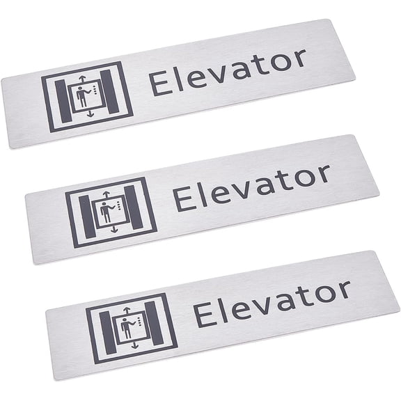 3PCS Elevator Sign Stainless Steel Engraved Wall Door Accessories Sign with Double Sided Adhesive Sticker Notice Tape for Hotel Office Store Parking（Size 2 inches x 7 inches） for DIY