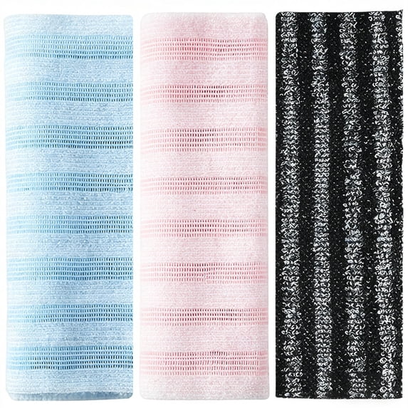 3PCS Exfoliating Shower Towel, 39" Japanese Washcloth with Soft Textured Exfoliating and Back Scrubber Design, Rich Foaming Body Washcloth for Skin Cleaning