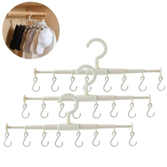 3PCS Expandable Storage Clothes Hanger Rack With 8 Hooks For Efficient Organization