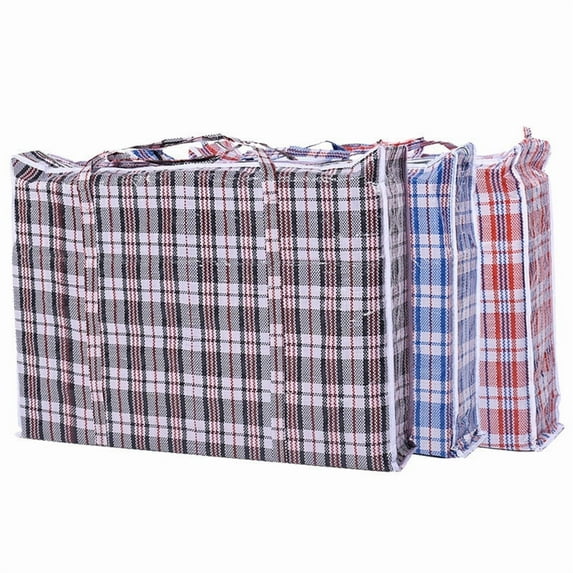 3PCS Extra Heavy Duty Large Moving Bags, Storage Bags for Bedding with Zippers, Checkered Moving Storage Bags,Dorm Moving Bags with Carrying Handles.(Black + Blue + Red)