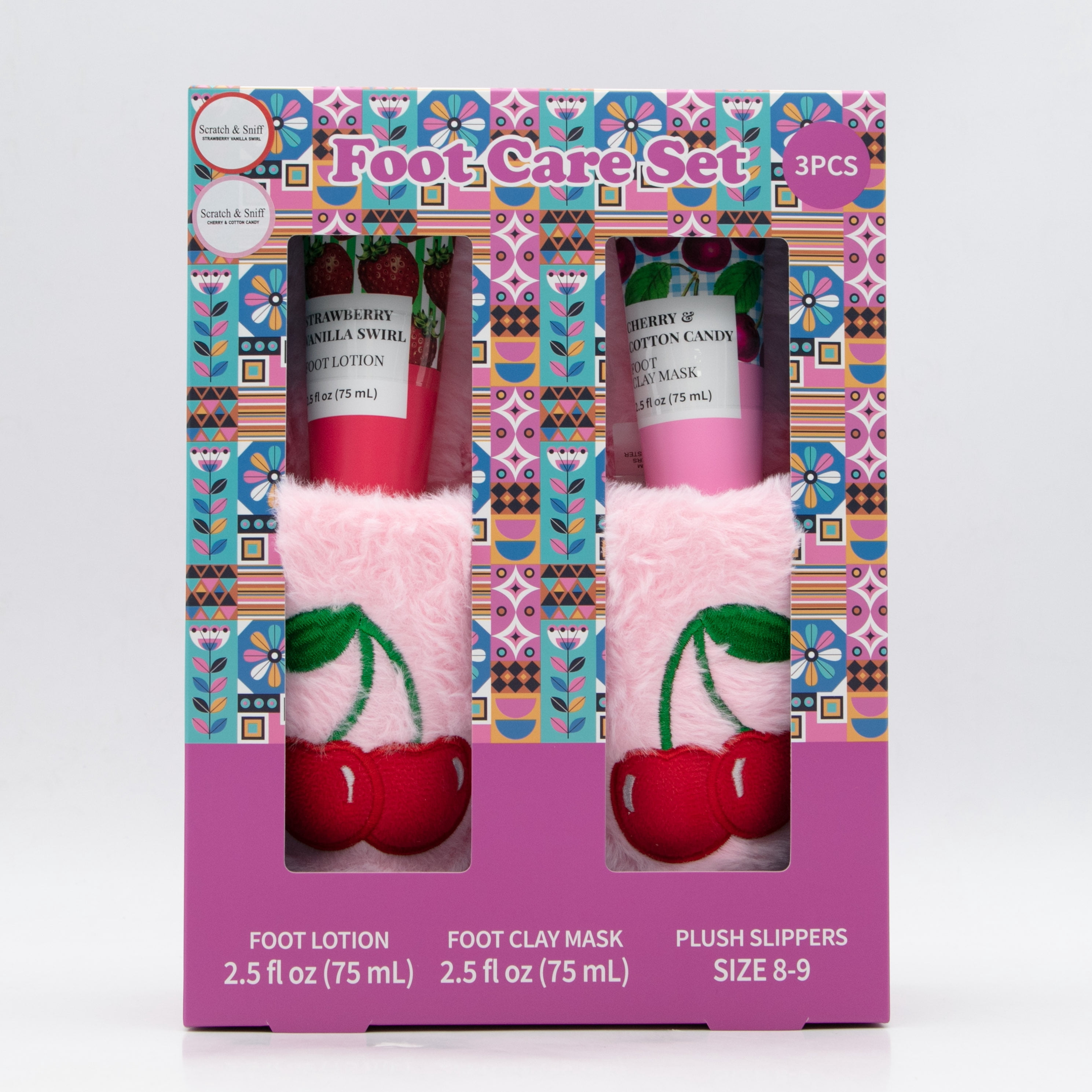 Foot Care Set, Strawberry Vanilla Swirl and Cherry and Cotton Candy Scents, 3 Pieces