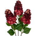 3PCS Fake Flowers Hydrangea Artificial Flowers 28" Long Stem Dark Red
