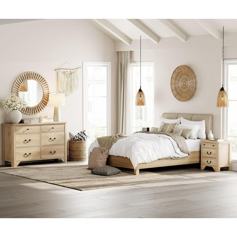 5 drawer tall dresser OKD Fluted 5 Drawers Dresser - 48in Tall Modern Chest of Drawers - Natural Oak - Versatile Storage Cabinet - Stable & Durable main image 0
