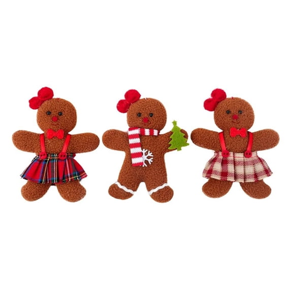 3PCS Felt Gingerbread Man Ornaments,Retro Christmas Gingerbread Man Plush Doll Hanging Charms Soft Toys for Holiday Home Decor,Xmas Tree Ornaments