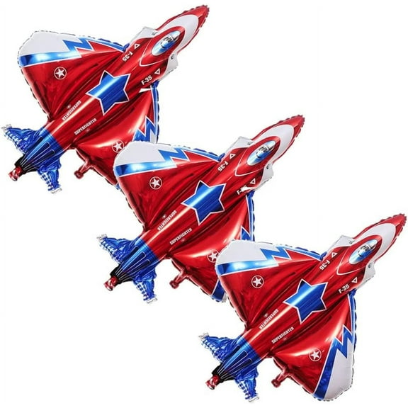 3PCS Fighter Jet Airplane Ballons Cartoon Flying Party Birthday Foil Ballon Decor Aircraft Kids Toy airplane Foil Balloons for Kids Themed Party Children Birthday Party Baby Shower Decorations