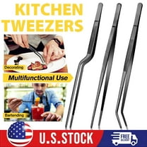 3PCS Fine Cooking Tweezers Set, 12 inch Professional Stainless Steel Food Tongs