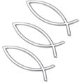 thumbnail image 1 of 3PCS Fish Shape Car Sticker Silver ABS Plastic Jesus Fish Decal Sticker 5.5x1.8x0.23inch Plastic 3D Fish Car Decal Emblem for Car Motorcycle Trucks Walls Windows, 1 of 7