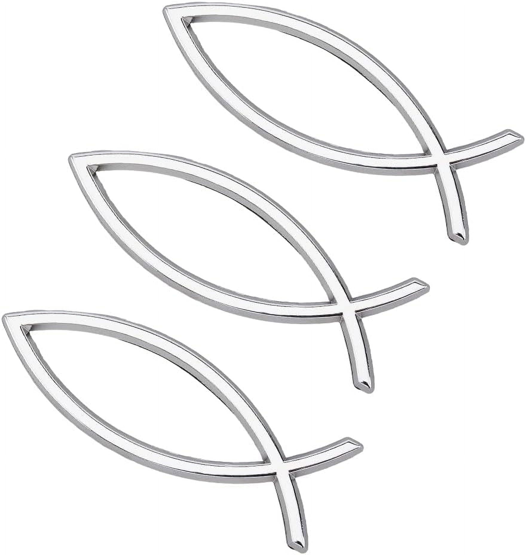 3PCS Fish Shape Car Sticker Silver ABS Plastic Jesus Fish Decal Sticker ...