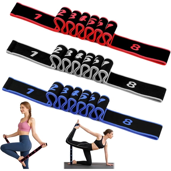 3PCS Fitness Resistance Band for Stretching and Yoga, 8-Section Numbered Elastic Resistance Band | Fitness Band with Clear Markings for Yoga, Stretching, Pilates