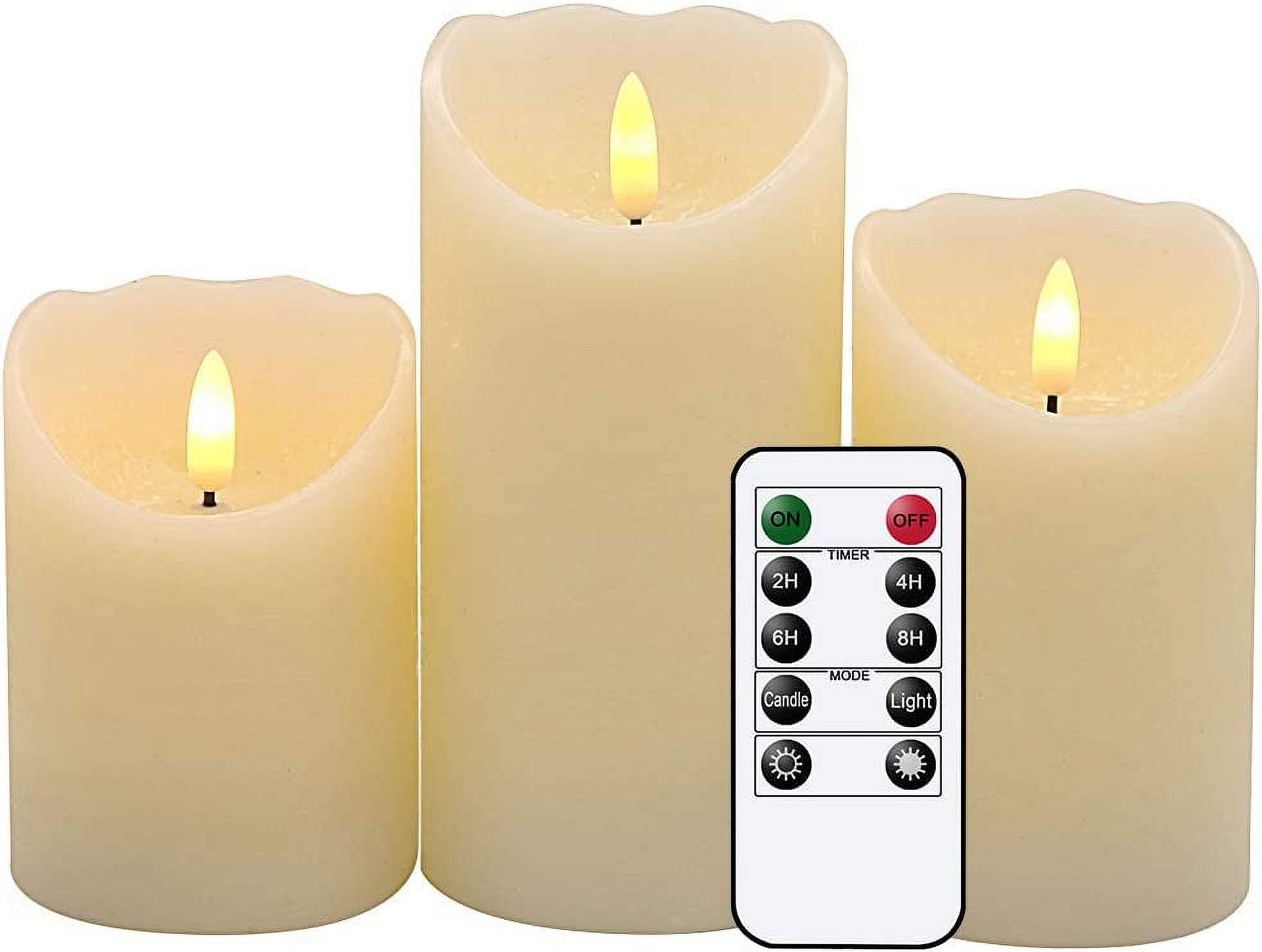 3PCS Flameless Candles, Battery Powered with Remote and Timers, Ivory