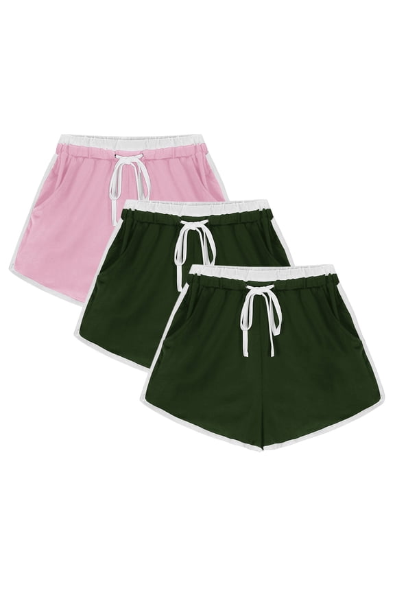 3PCS Flexible Training Shorts Solid Color Shorts For Casual Loose Comfy Elastic Waist Drawstring Yoga Athletic Short Pants Trendy Beach Shorts With Pockets on Clearance,Multicolor L
