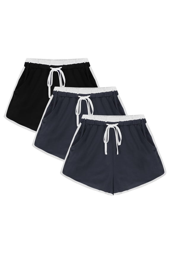 3PCS Flexible Training Shorts Solid Color Shorts For Casual Loose Comfy Elastic Waist Drawstring Yoga Athletic Short Pants Trendy Beach Shorts With Pockets on Clearance,Multicolor S