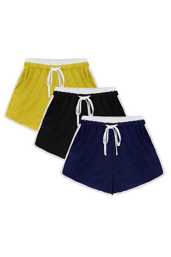 3PCS Flexible Training Shorts Solid Color Shorts For Casual Loose Comfy Elastic Waist Drawstring Yoga Athletic Short Pants Trendy Beach Shorts With Pockets on Clearance,Multicolor XL