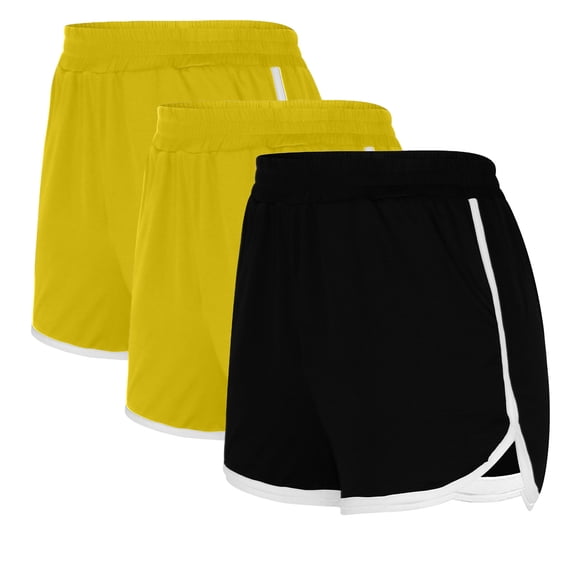3PCS Flexible Training Shorts Solid Color Shorts For Casual Loose Comfy Elastic Waist Yoga Athletic Short Pants Trendy Beach Shorts on Clearance,Multicolor S