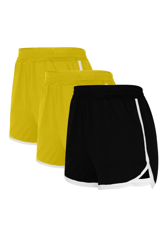 3PCS Flexible Training Shorts Solid Color Shorts For Casual Loose Comfy Elastic Waist Yoga Athletic Short Pants Trendy Beach Shorts on Clearance,Multicolor XL