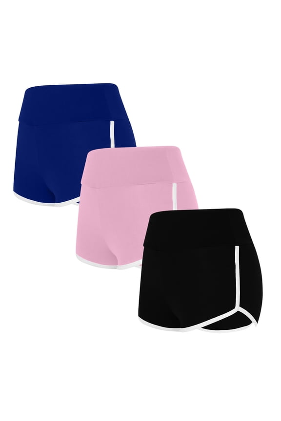 3PCS Flexible Training Shorts Solid Color Shorts For Casual Loose Comfy Elastic Waist Yoga Athletic Short Pants Trendy Beach Shorts on Clearance,Multicolor L